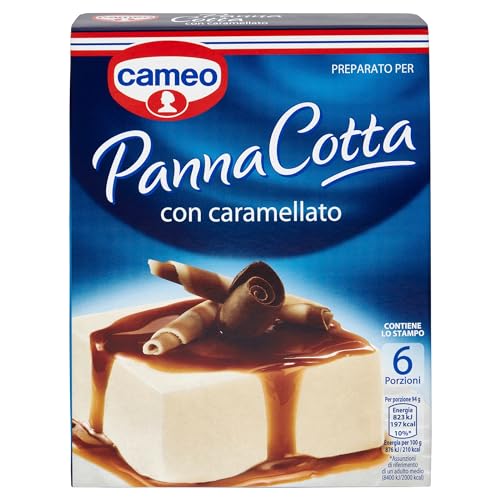 Cameo Preparato per Panna Cotta con Caramellato, Dessert Facile da Preparare, Contiene lo Stampo per la Cottura 1 Busta di Preparato e 1 Busta di Caramellato, Astuccio da 6 Porzioni, 97 g