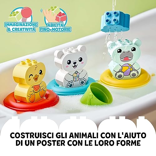 LEGO 10965 DUPLO Ora del Bagnetto: Il Treno degli Animali Galleggiante, Giochi per Vasca da Bagno per Bambini di 1,5+ Anni