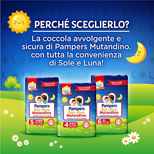 Pampers Sole e Luna Pannolino a Mutandino Maxi, Taglia 4 (8-15 kg), 60 Pannolini