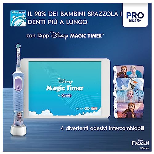 Oral-B Spazzolino Elettrico Ricaricabile Pro Kids Frozen, 1 Testina, per Bambini da 3 Anni in Su, 1 Spazzolino