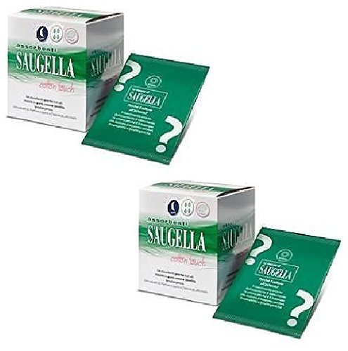 2 X Saugella COTTON TOUCH 12 ASSORBENTI NOTTE CON ALI IN COTONE 100% IPOALLERGENICO