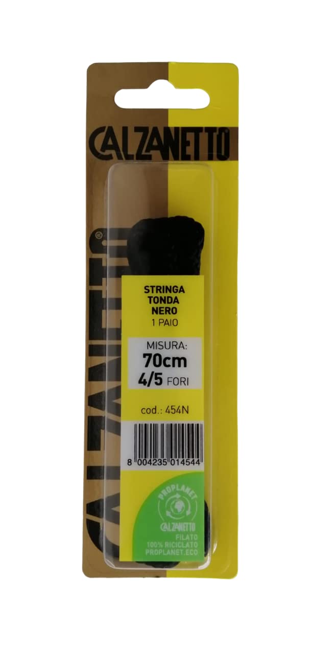 Calzanetto Stringa Tonda Colore Nero Misura 70 cm, 4/5 Fori, 1 confezione da 1 paio