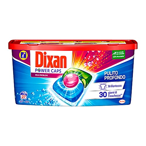 Dixan PowerCaps Multicolor, Detersivo Lavatrice Capsule, Ideale per capi colorati, 27 lavaggi - 405 g
