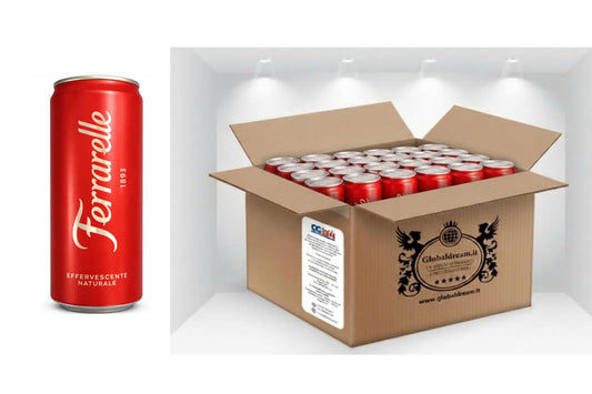 CG94 Ferrarelle Acqua Effervescente Naturale in Lattina, Box da 24 Lattine, Confezione Global Dream