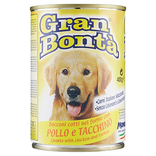 Gran Bontã - Alimento Completo Per Cani, Bocconi Cotti Nel Forno Con Pollo E Tacchino - 24 pezzi da 400 g [9600 g]