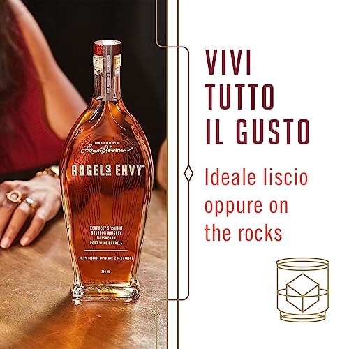 ANGEL’S ENVY Kentucky Straight Bourbon Whisky, 43,3% Vol., 70 cl / 700 ml, affinato in botti di Porto, Note di vaniglia e noci tostate