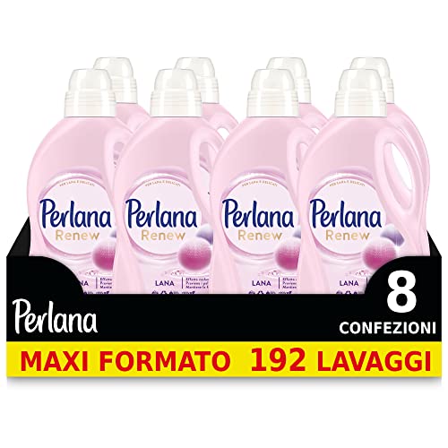 Perlana Renew Lana Rosa, detersivo lavatrice per capi colorati, effetto cachmere, previene i pallini, confezione singola da 24 lavaggi