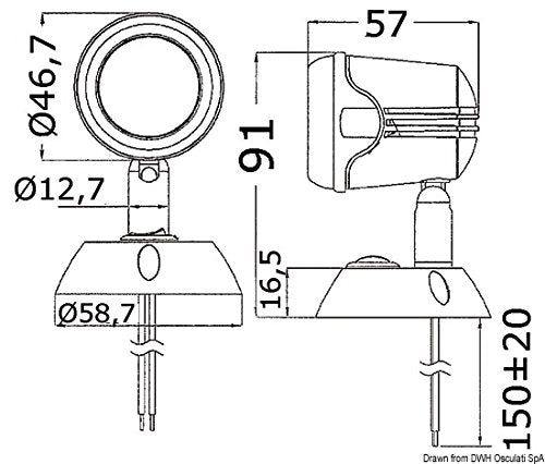 OSCULATI Faretto Nero Hi-Power LED 12/24 V