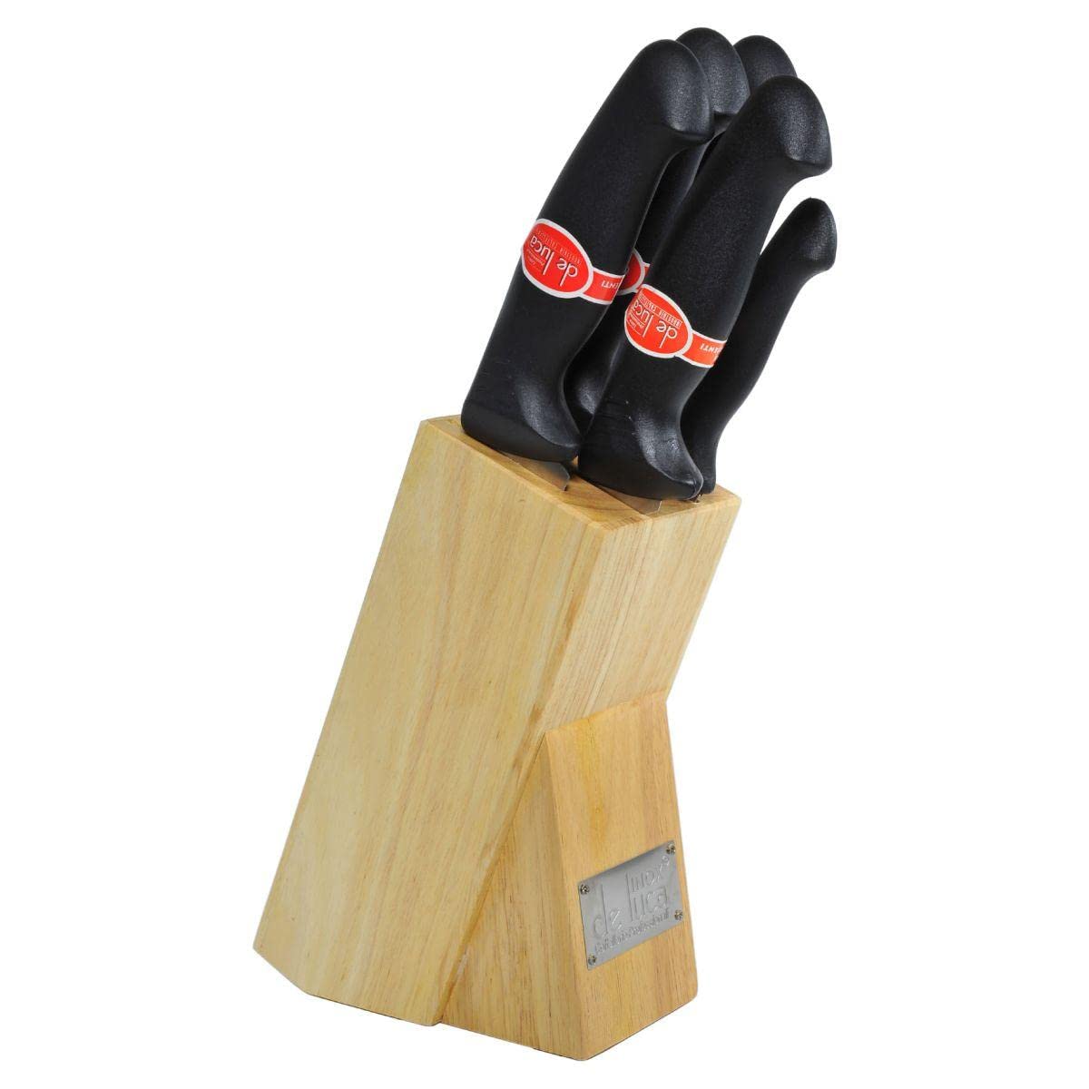 De Luca Ceppo in Legno Porta COLTELLI 5 Pezzi Linea Ho.RE.CA COLTELLERIE