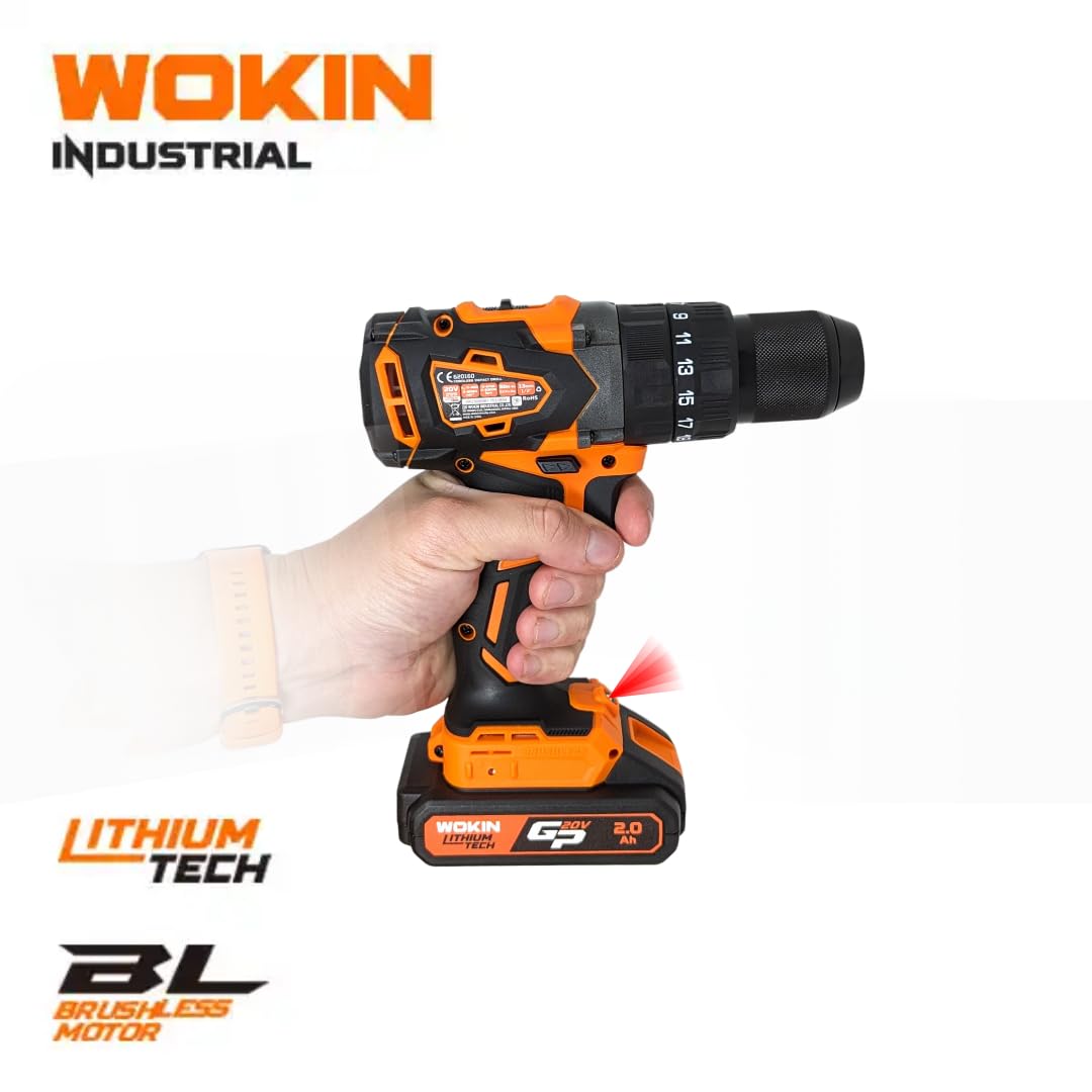 Trapano a percussione batt gp20v 620160 wokin volt 20x2 ah 2,0 + accessori + valigia Wokin