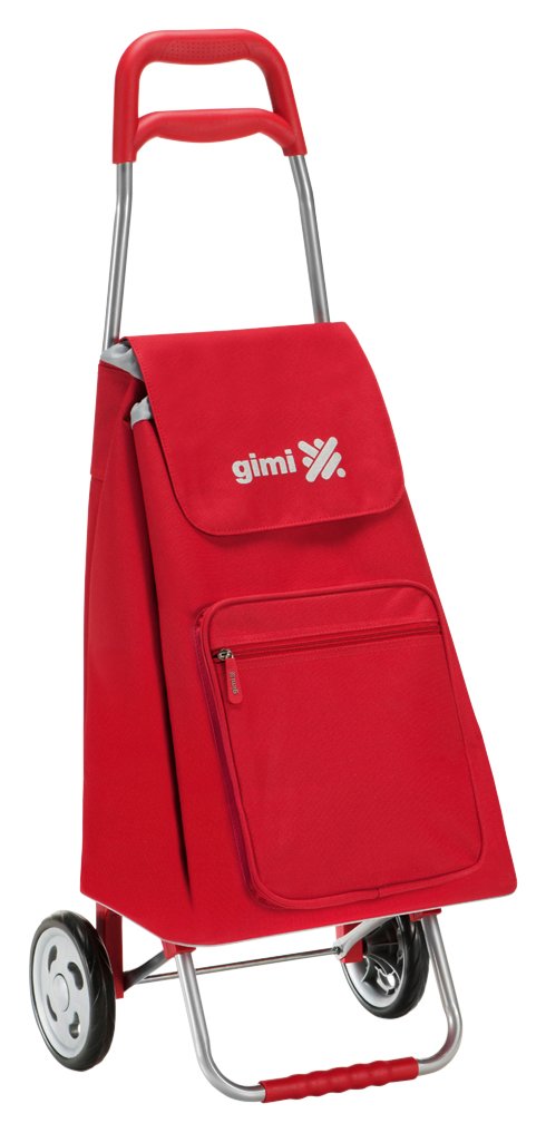 Gimi Argo Carrello Portaspesa, Spesa 2 Ruote, Richiudibile, Portata 30 kg, Capacità 45 litri, Poliestere, Rosso, 37 x 33 x 95.5 cm