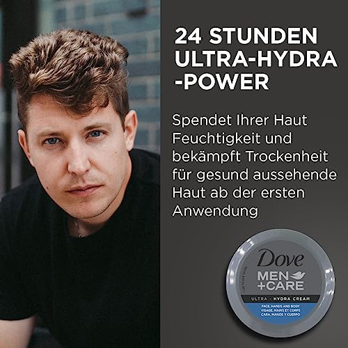 Dove Men+Care Ultra Hydra Cream – Effetto idratante per viso, mani, corpo, adatto a tutti i tipi di pelle, 150 ml