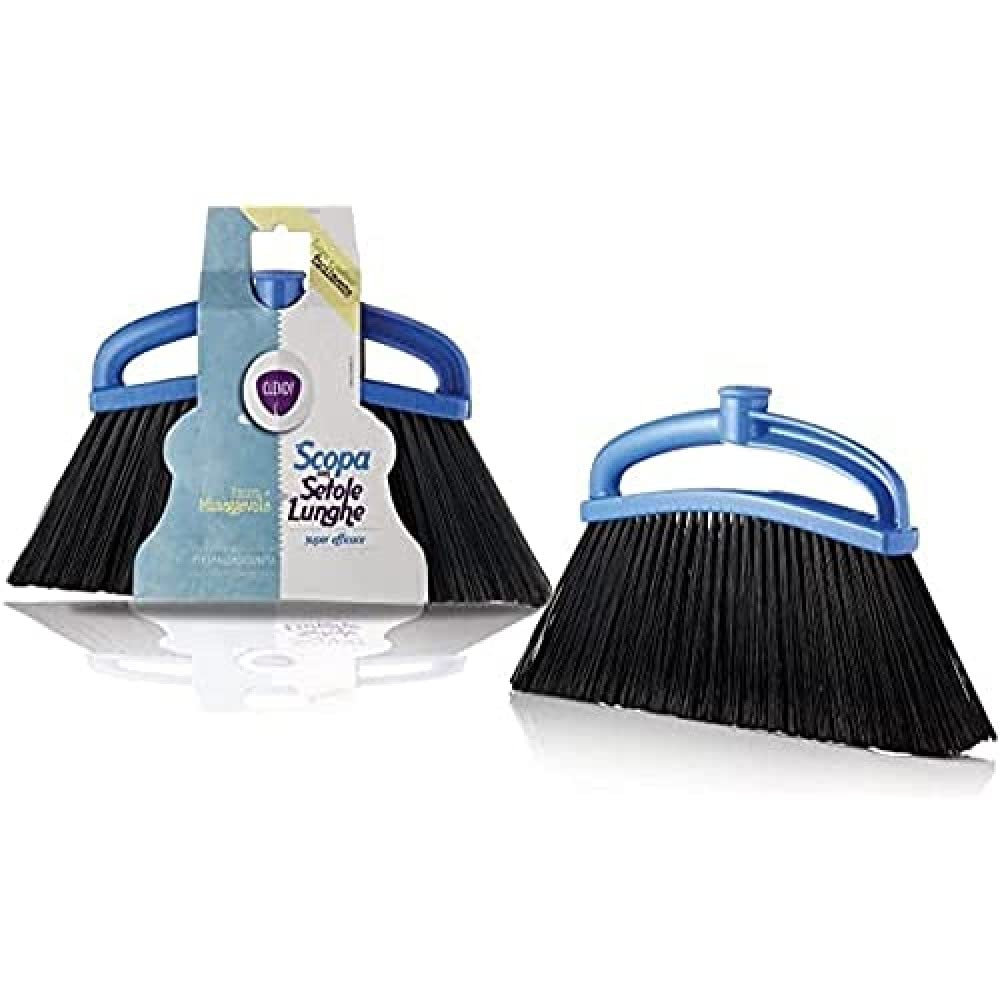 Clendy - Scopa per Interni con Setole Lunghe, Blu