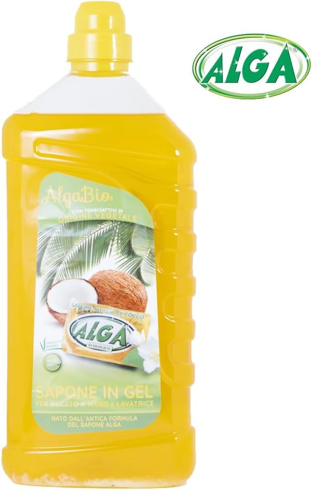 Alga Bio Sapone in Gel detersivo concentrato per bucato a mano e lavatrice - ecologico, biodegradabile, natuale - box risparmio 3 pezzi da 1250 ML