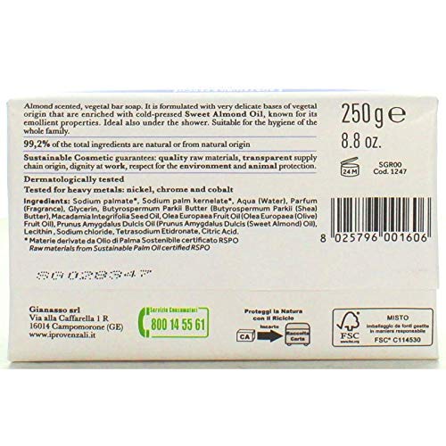 12 x I PROVENZALI Sapone Corpo Di Olio Mandorle Dolci 250 GR