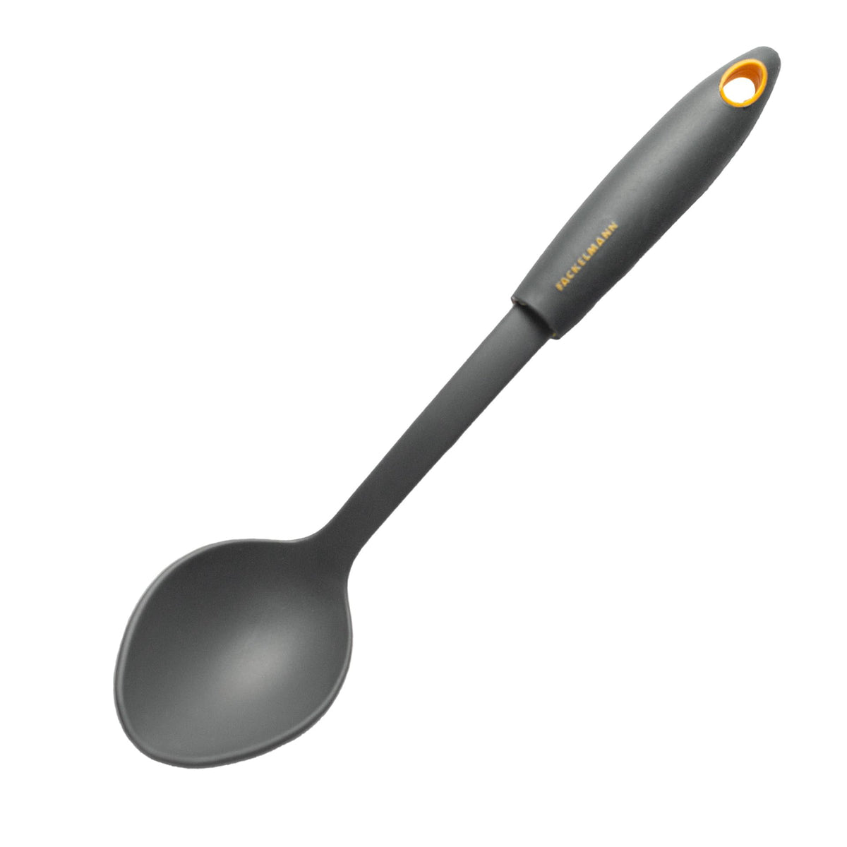 Fackelmann Collection Cucchiaio in Nylon, Manico Soft Touch (Colore: Arancio/Grigio), quantità: 1 Pezzo, Nero