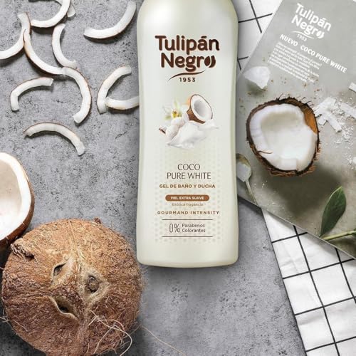 Tulipan nero, gel da bagno Coco bianco puro, la pelle particolarmente liscia, 720 ml