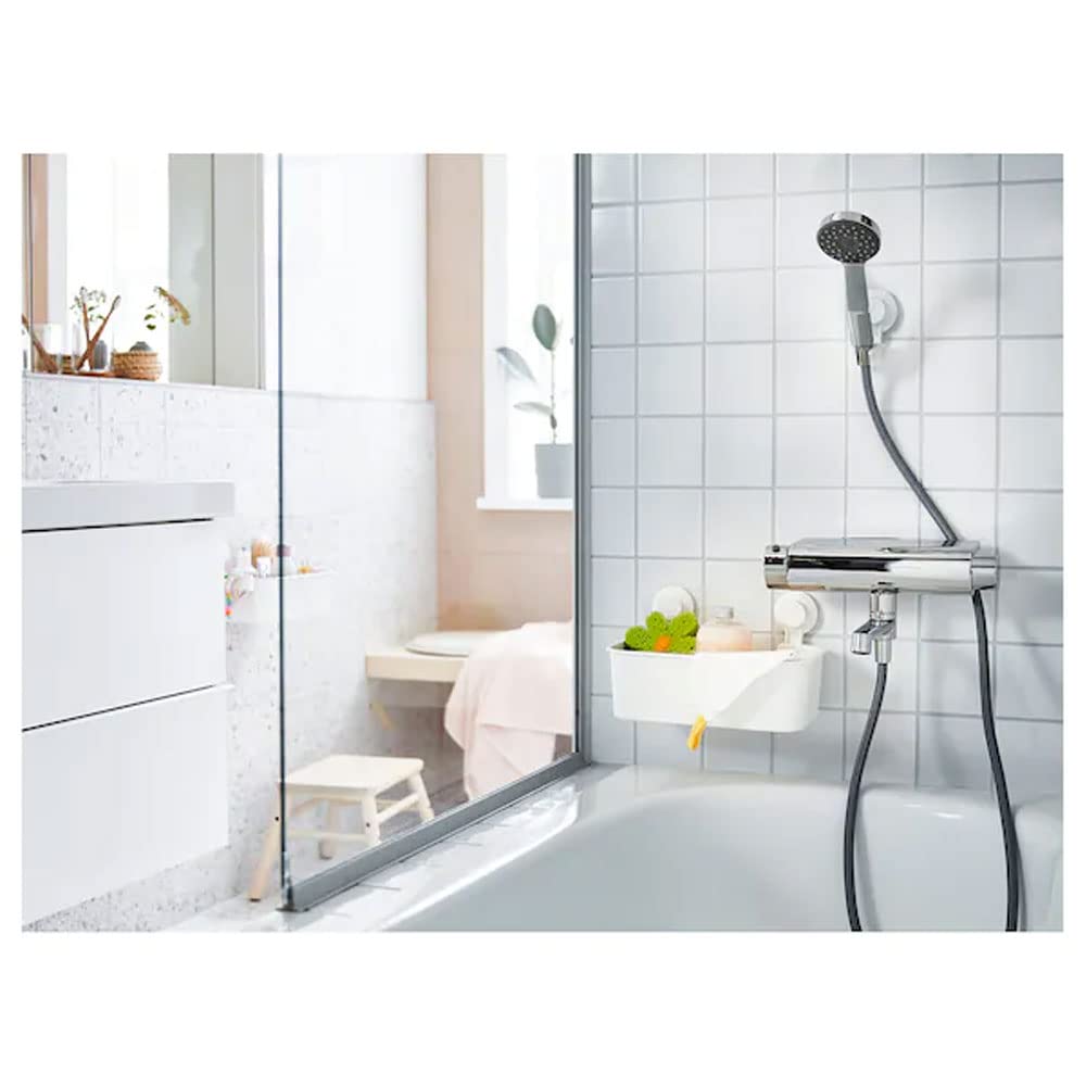 Ikea Tisken - Cestino con ventosa per riporre oggetti, colore: bianco (policarbonato, gomma sintetica, plastica ABS, confezione da 1,00)