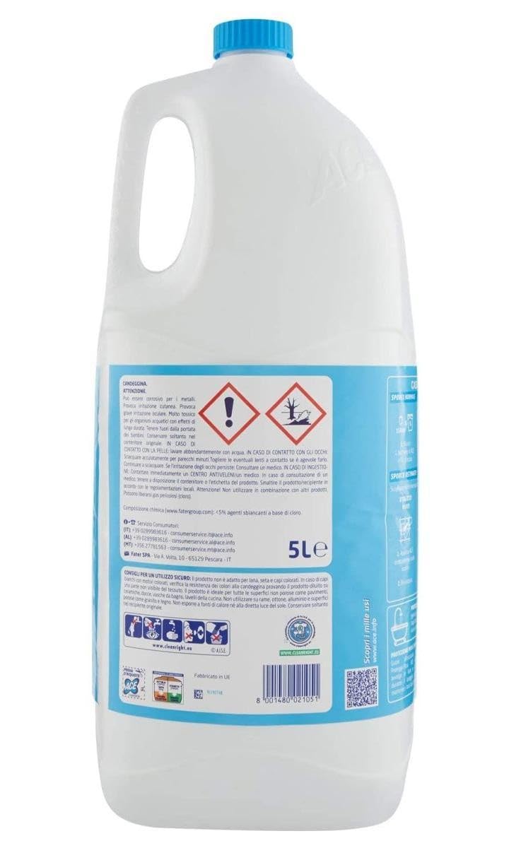 Ace Candeggina Classica per pulizia della Casa, Flacone da, 5 Litro
