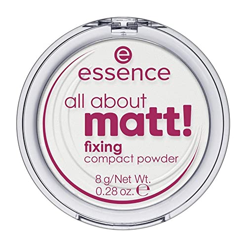 essence all about matt! fixing compact powder, Weiss, langanhaltend, mattierend, matt, fr trockene Haut, vegan, lfrei, ohne Parfm, ohne Alkohol, 1er Pack (8g)