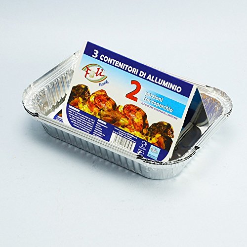 FOLI' CONTENITORE ALLUMINIO 2 PORZIONI CON COPERCHIO 3PZ