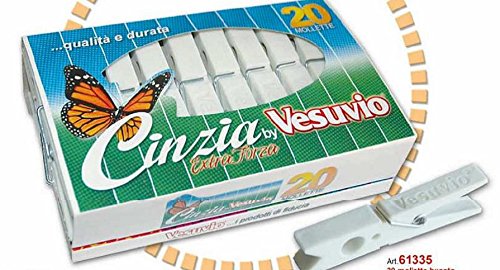 VESUVIO 20 Pioli Cinzia Extra Forza - Spilla per bucati in Polipropilene (PP) o ABS, Bianca, Plastica