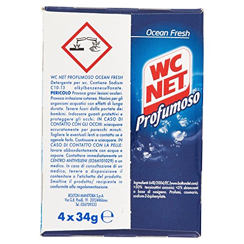 Wc Net 3Effect Detergente per Wc, Ocean Fresh - 4 Tavolette da 34 g, Totale: 136 g