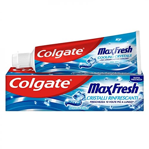 Colgate Dentifricio Max Fresh, Freschezza a Lungo, con Cristalli Rinfrescanti, Menta Glaciale, 100 ml