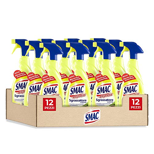 Smac Express Sgrassatore Cucina al Limone, Detergente Spray Multisuperficie con Azione Sgrassante, 650 ml x 12 Pezzi