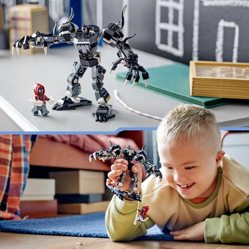 Lego 76276 Marvel Venom Robot Armatura Contro Miles Morales, giocattolo da costruzione con minifigure per ragazzi e ragazze dai 6 anni in su