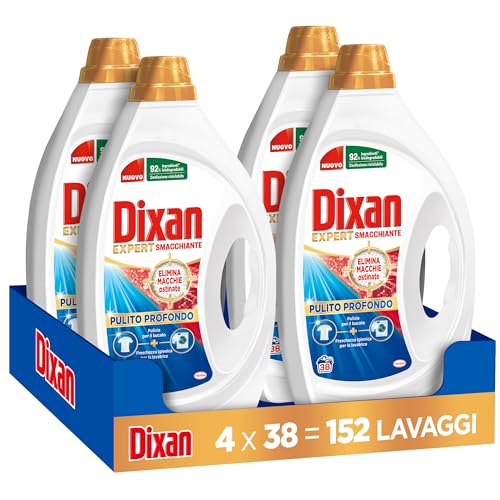 Dixan Liquido Expert Smacchiante Detersivo Lavatrice (38 Lavaggi), Detersivo liquido lavatrice per una pulizia profonda del bucato e freschezza igienica per la lavatrice, Rimuove le macchie da 20°C.