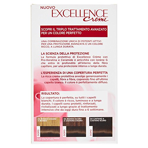 l'Oréal Paris Excellence Crema Colorante Triplo Trattamento Avanzato, 5 Castano Chiaro - 1 Pacco