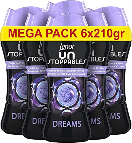 LENOR, Unstoppable - Perle di profumo per abbigliamento, 93 lavaggi, perline ammorbidenti per vestiti, fragranza Dreams, 1 pezzo (confezione da 6)