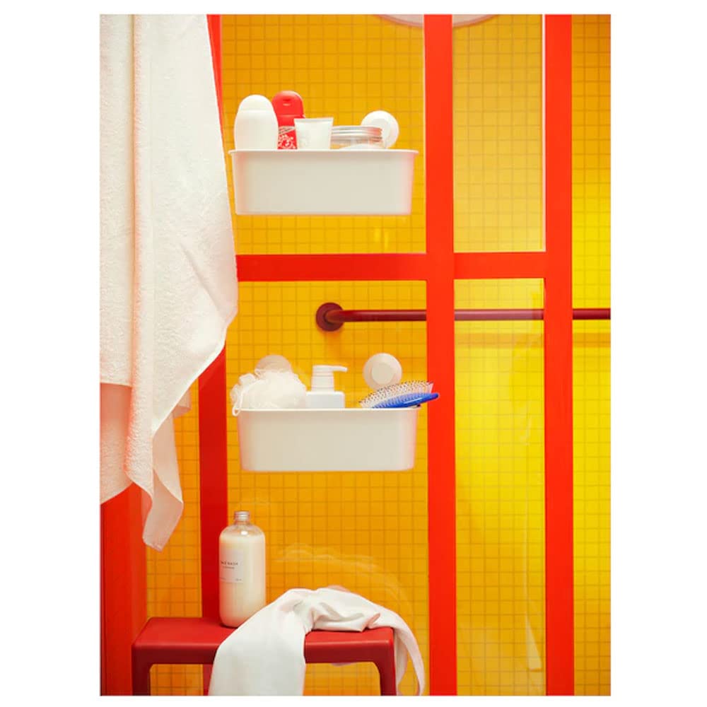 Ikea Tisken - Cestino con ventosa per riporre oggetti, colore: bianco (policarbonato, gomma sintetica, plastica ABS, confezione da 1,00)