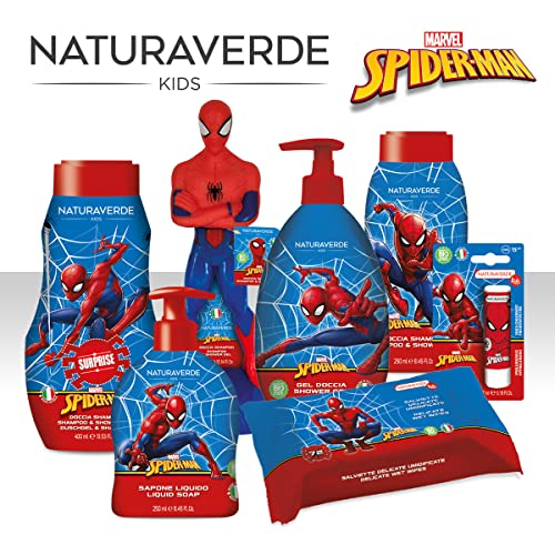 Naturaverde | Kids - Marvel Spider-Man - Docciashampoo Bambini Spiderman 3D, Sapone per Capelli e Corpo, Doccia Shampoo con Estratto di Avena BIO, 300ml