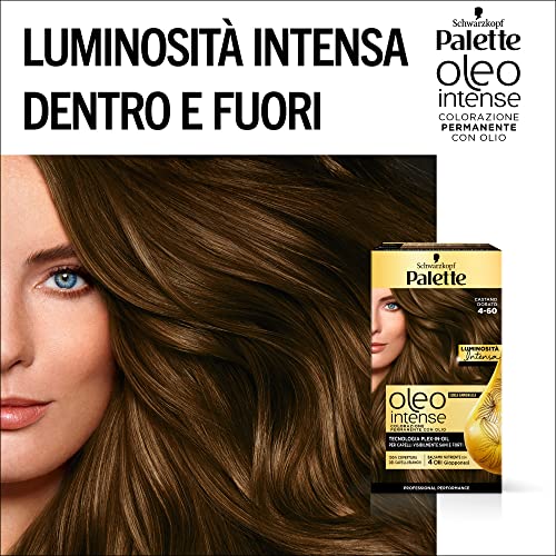 Schwarzkopf Palette Oleo, colorazione permanente copertura professionale capelli bianchi, 4-6 Castano Dorato, confezione singola