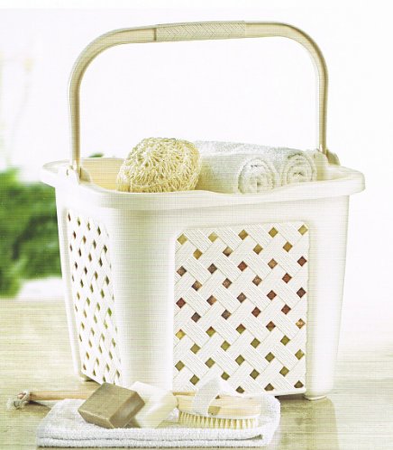 Tontarelli Cesta Baincheria Arianna con Manico Lt 25 Beige Lavabile sotto Acqua Reciclabile Plastica Rettangolare Beige