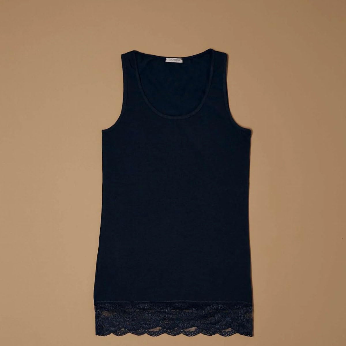 JADEA Canotta Donna Spalla Larga e Inserti in Pizzo 4328 in Cotone Elasticizzato