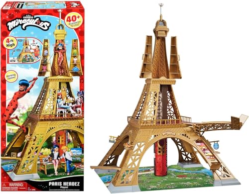 Bandai - Miraculous - Playset Deluxe Paris - Grande Monumento da Gioco 1,20m - Torre con 40 Accessori, Piani, Negozi, Teleferica, Bambole non incluse - Giocattolo per Bambini dai 4 Anni in su - P50659