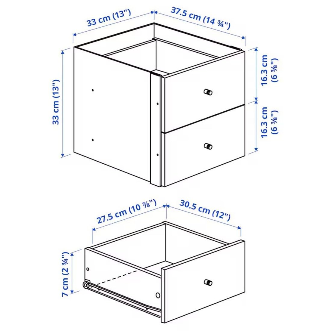 Ikea Kallax armadietto a cubo (33 cm di lato), con sportello, compatibile con Ikea Expedit, marrone scuro