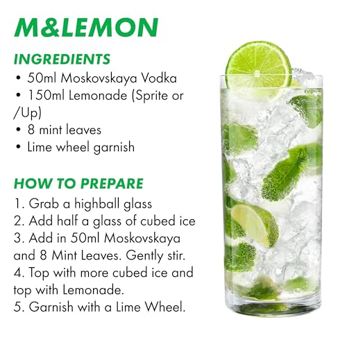 Moskovskaya Premium Vodka - Distillato con ingredienti naturali - Ideale per cocktail, shot o con ghiaccio - Prodotto a Riga, Lettonia - 38% Vol - 70cl (700ml / 0,7L)