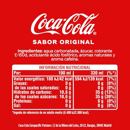Refresco de Cola Coca Cola clásica lata pack 24x33 cl