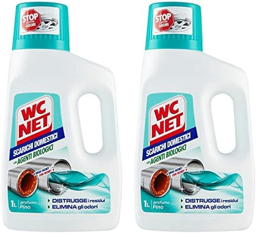 Wc Net Professional - Trattamento Scarichi Domestici con Agenti Biologici, Distrugge i Residui e Elimina gli Odori, Fragranza Pino, 1000 ml