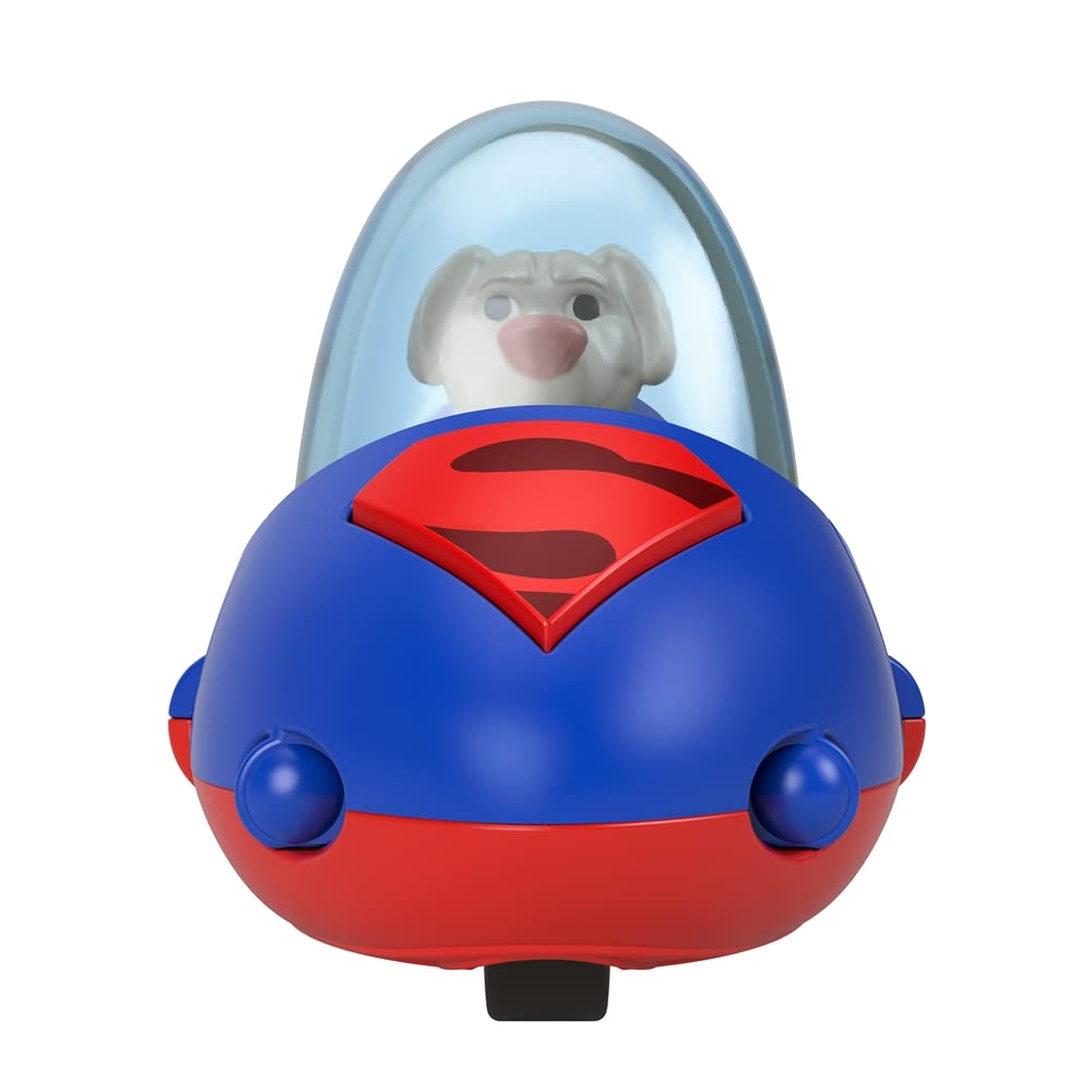 Fisher-Price - Veicoli da supereroi in metallo pressofuso ispirati al film DC League of Superpets - Krypto Superdog Red and Blue Space Ship