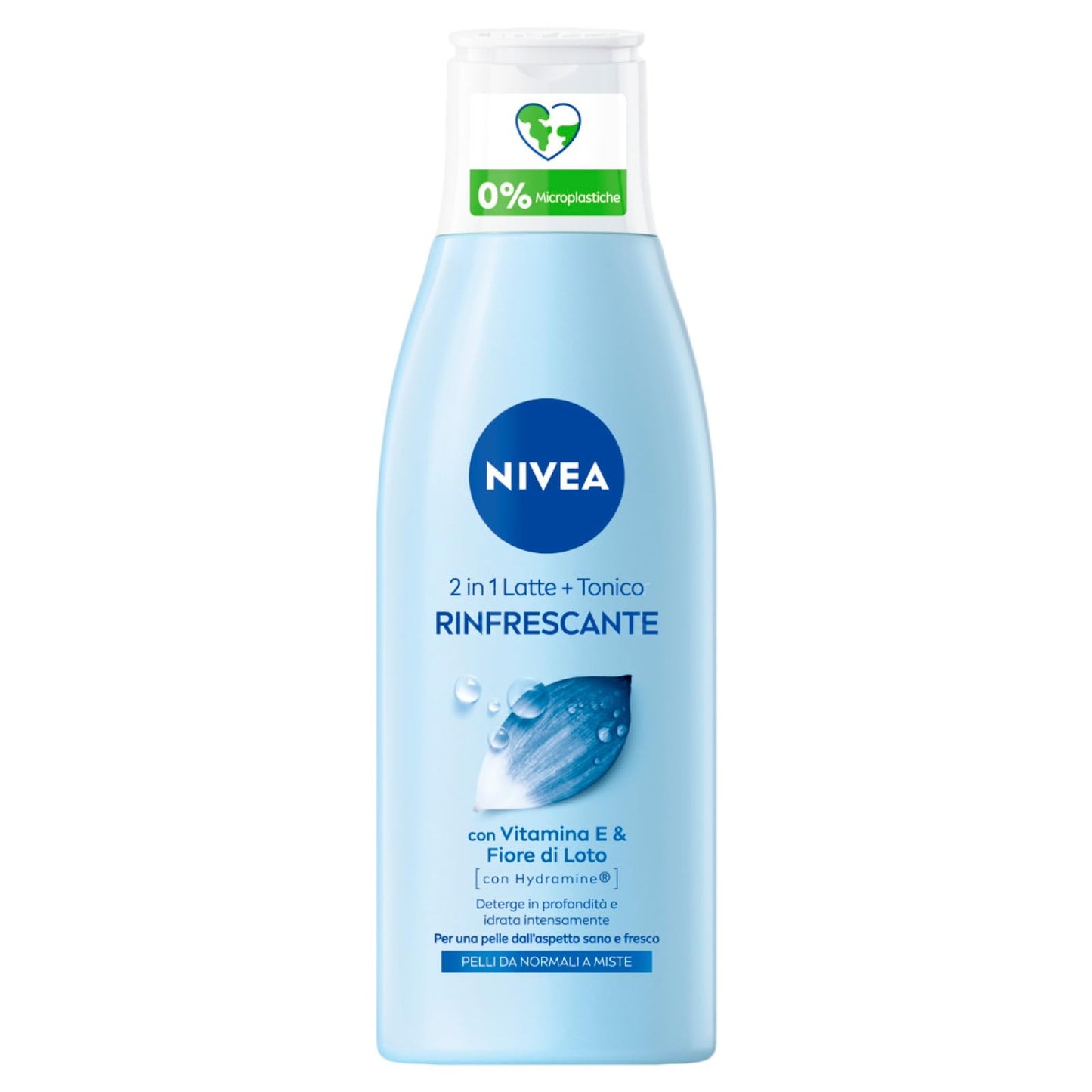 Nivea Latte Detergente e Tonico 2in1 Rimuove Trucco e Impurità Azione Rinfrescante con Acqua Purificata e Fiore di Loto Sacro per Tutti i Tipi di Pelle - 3 Flaconi da 300ml