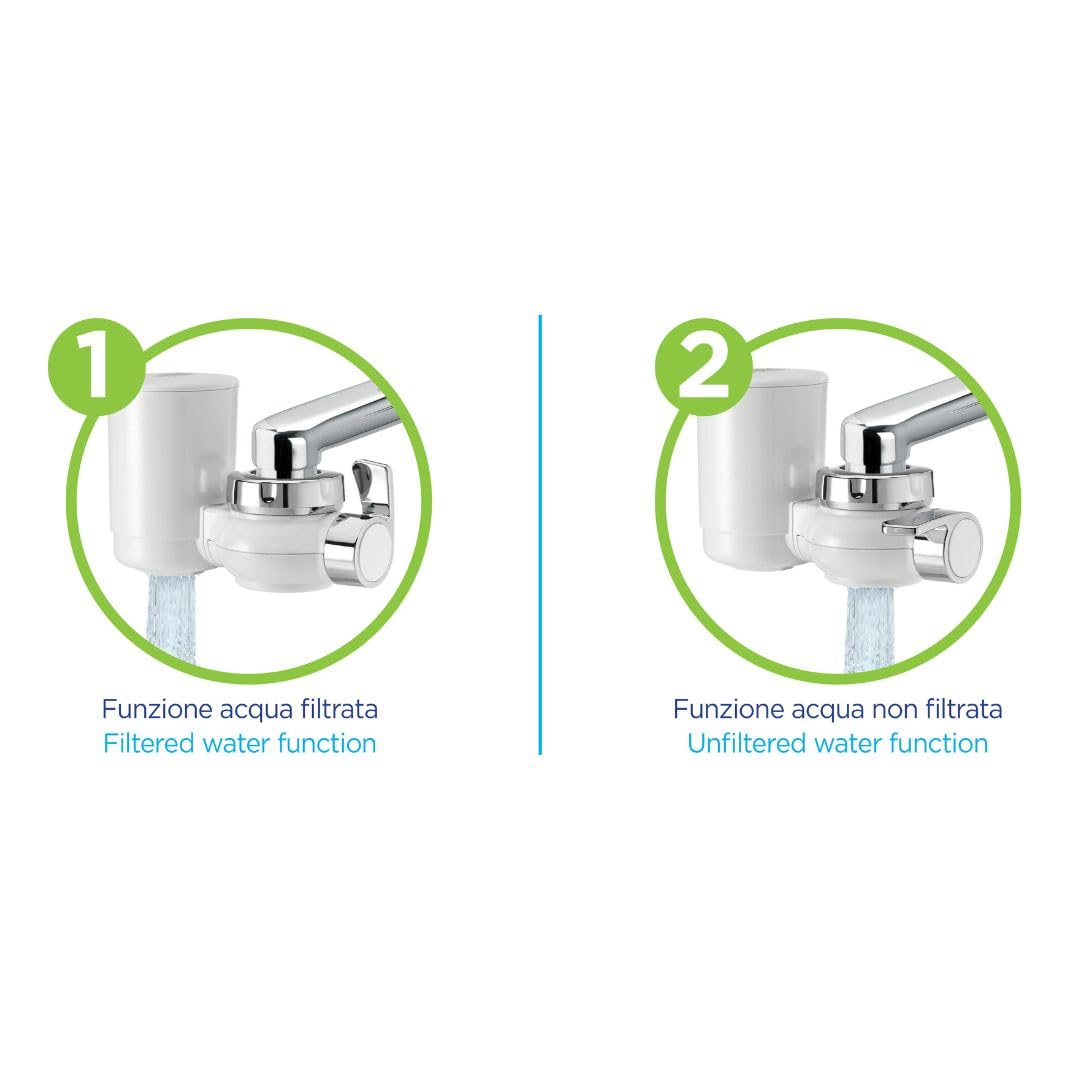 LAICA R20A Filtro rubinetto GENOVA, con sistema filtrante HYDROSMART+ METAL STOP, 1200 L di Acqua Filtrata, Adattatori per rubinetto inclusi, Made in Italy, Bianco/Cromato