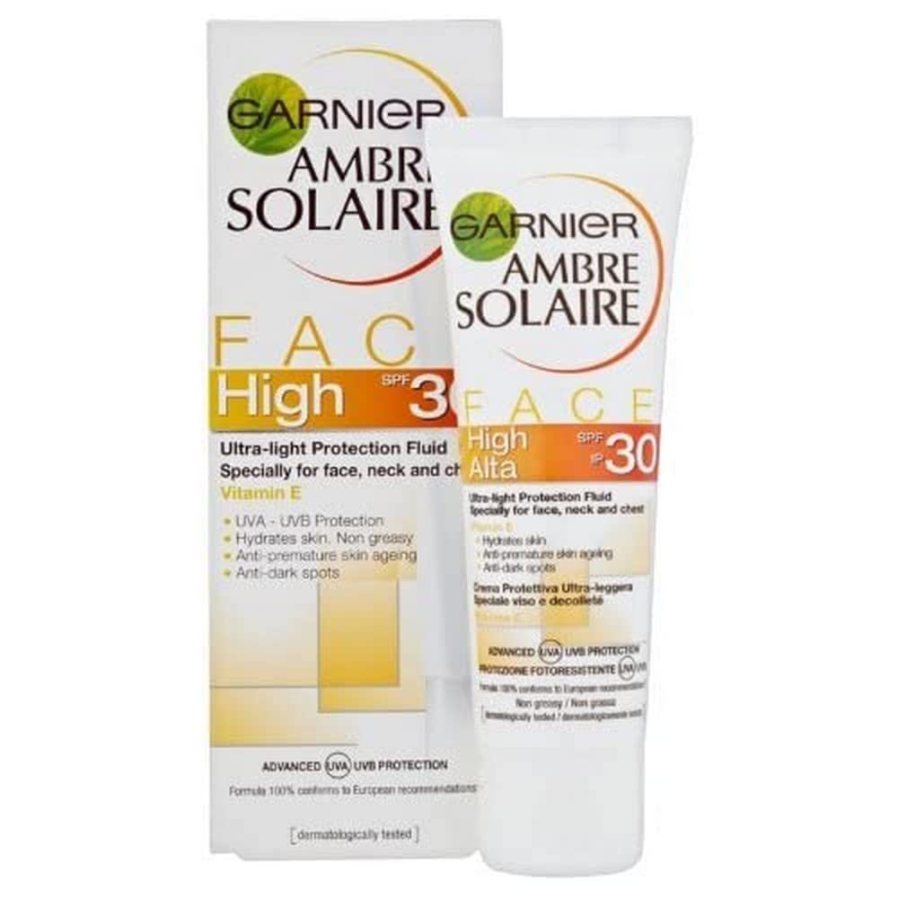 Garnier Ambre Solaire - Crema solare per il viso SPF 30, 50 ml