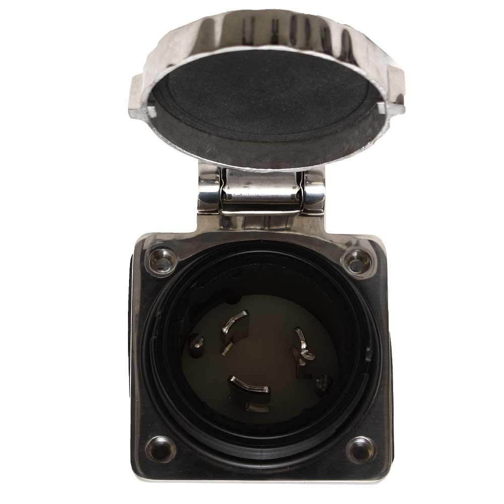 Spine e prese energia MARINCO, V: 220, A: 32-50, Modello: BIPOLARE MONOFASE 3 FILI 32-50 A (USA), Descrizione: Presa in Inox AISI 316, contatti maschio