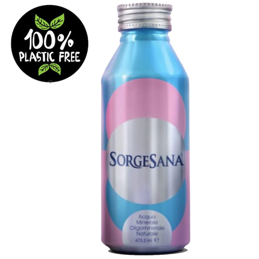 Acqua Minerale Naturale | Sorgesana | Formato Borraccia in Alluminio Riutilizzabile | 12 Lattine da 435ml | 100% Plastic Free | Alta Gamma Ristorazione