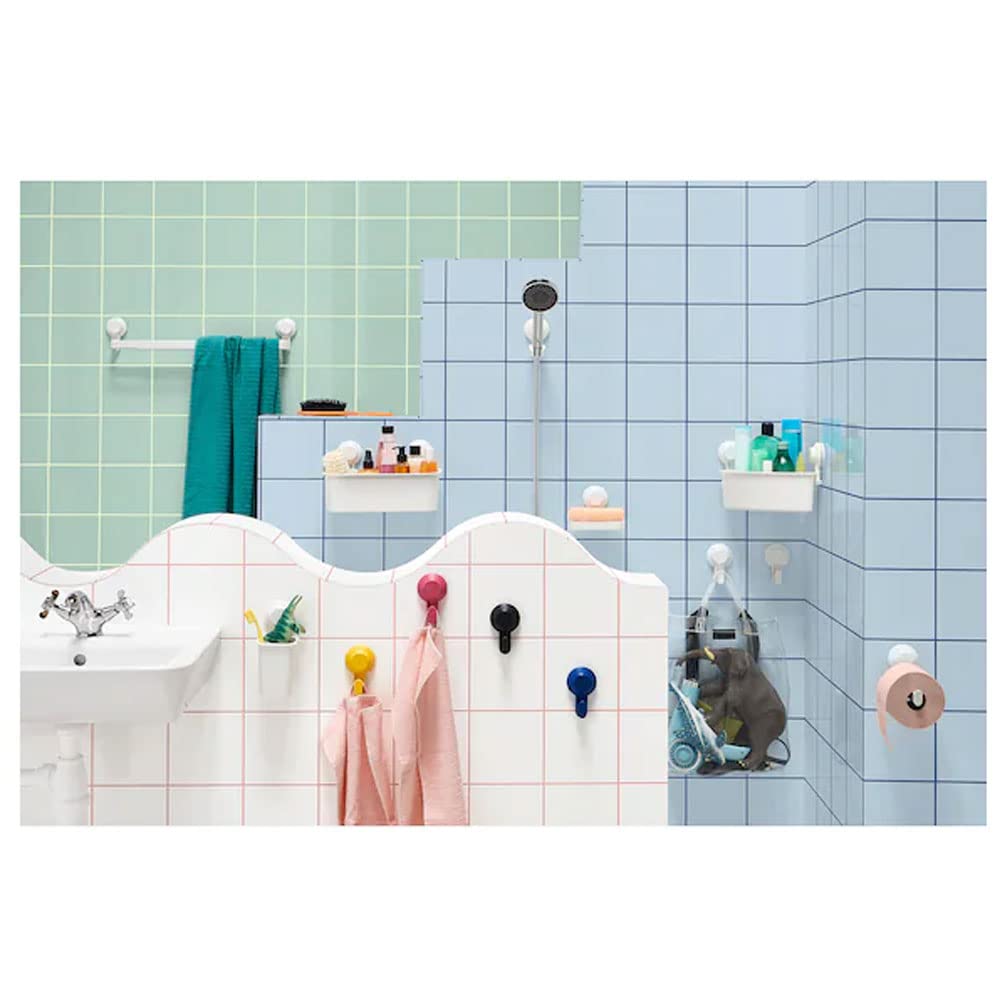 Ikea Tisken - Cestino con ventosa per riporre oggetti, colore: bianco (policarbonato, gomma sintetica, plastica ABS, confezione da 1,00)